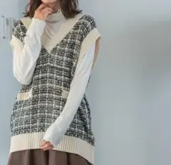 状態良好！定価5,500円！レプシィム★5ゲージツイードライクベスト★F 洗濯可