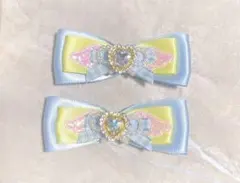天使の羽 ヘアクリップ2個セット 黄色×水色