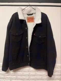 LEVI'S ダークブルー チェック フリースジャケット L 週末値下げ