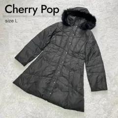 Cherry Pop ダウンコート フード付 ブラック L ダウン80%