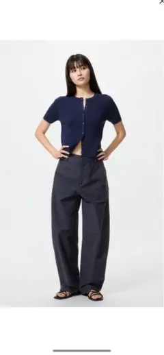 UNIQLO ジャージーバレルレッグパンツ ネイビー Sサイズ 新品