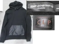 鎌倉　COAST LEATHER PARTY 　パーカー　革ポケット　黒