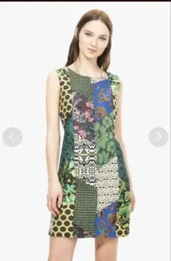 デシグアル ワンピース パッチワーク ボタニカル柄 サイズ38 美品のサムネイル