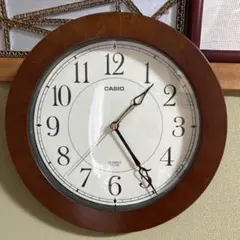CASIO QUARTZ IQ-126壁掛け時計 木製フレーム 直径26cm