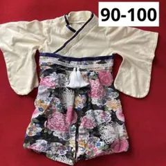和風ロンパース 花柄 クリーム色　ロンパース　袴　お節句　端午の節句　こどもの日