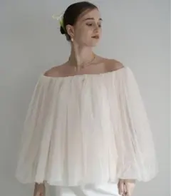 【新品タグ付き】acka tulle shirring blouse アイボリー