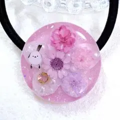再販△】レジン ヘアゴム 猫＆猫 パールパープル系◡̈♥︎ ※ヘアゴム
