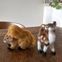 リスと子じかの置物セット