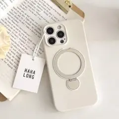 【新品】iphone16 スマホケース　リング　シリコン　オフホワイト