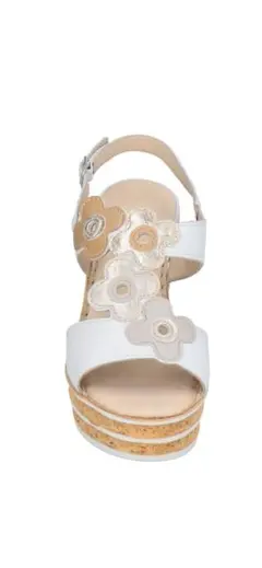 白サンダル　ウェッジソール イタリア製　花モチーフ