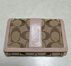 最終セール！Coach 二つ折り財布 ブラウン ピンク