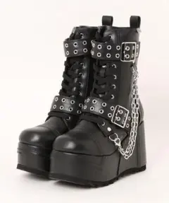 え*む様 【YOSUKE】厚底ベルト付きレースアップブーツ