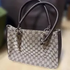 【値下げしました】GUCCI GGロゴプリント ハンドバッグ ベージュブラウン