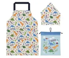 Skater 子供用 エプロン 巾着 3点セット 恐竜柄 幼稚園 保育園