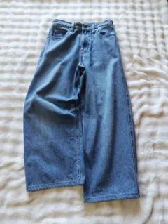 ライトブルーデニムワイドレッグパンツ