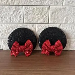 ディズニー　ミニーちゃんヘアピン　美品　スパンコール