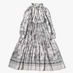 未使用級 グレースコンチネンタル オリエンタルプリントワンピース ボウタイ 36