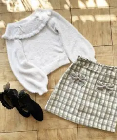 lodispotto ロディスポット　リボン付きチェックスカート