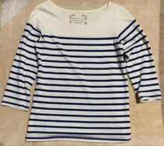 ストライプ ボートネック 五分袖 Tシャツ
