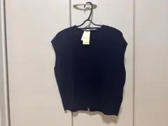 ネイビー ノースリーブ トップス ボタン付き