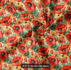 【新品未使用品】ポピーの花柄ポリエステル生地