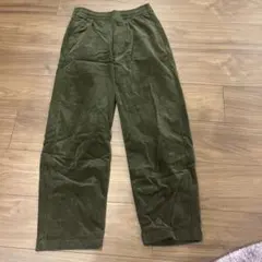 オリーブグリーン ワイドパンツ XS コーデュロイ