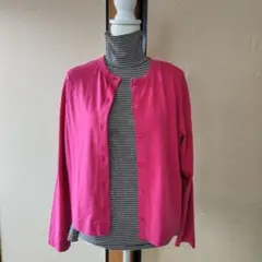 ユニクロ ピンク ボタン付き長袖カーディガン