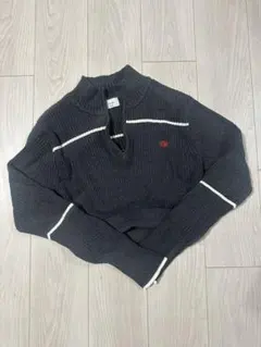 【JUEMI】EMB Half Zip Cropped Knit