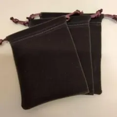 ダークブラウン ベルベット 巾着袋 約12cm x 10cm