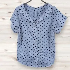 B1172【トッコクローゼット】半袖ブラウス（M）シャツ シアー 水玉 ドット