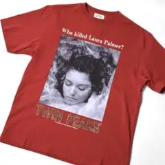 미사용 マナスタッシュ ツインピークス プリント Tシャツ M レッド