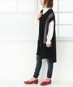 n'Or 異素材ロングニットベスト(廃盤)