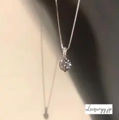 一粒石 ✨最高級✨ CZダイヤモンド ネックレス プラチナコート シルバー925