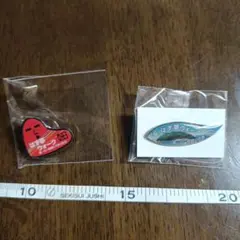 ハート型と波型のピンバッジ2個セット