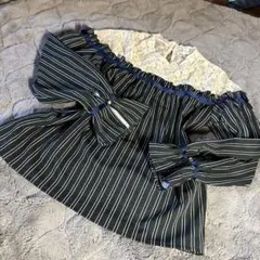 AxesFemme オフショルダー フリル付きストライプシャツ