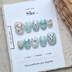 770 ガーリーネイル ケーキ レース 淡色 韓国 チェック ドット 個性派