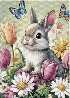 ダイアモンドアートキット うさぎとチョウ 30×40