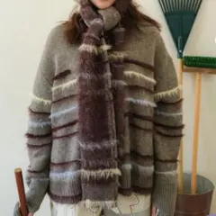 フレットボーダーニットPO/ ブラウンブルーライン