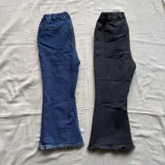 デニムフリンジ裾ロングパンツ 2色セット ever closet 110cmのサムネイル