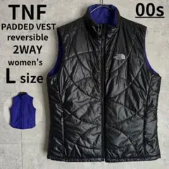 00s ノースフェイス　リバーシブルパデットベスト　中綿　ブラック　黒　紫　L