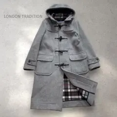 極美品✨ロンドントラディション　グレー　チェック　ダッフルコート36イングランド