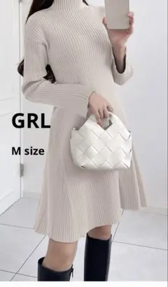 GRL ワイドスリーブフレアニットワンピース Mサイズ　rut965 タグ付き