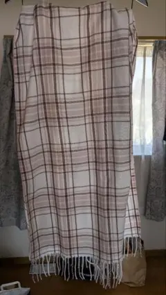 ハニーズ チェック柄マフラー フリンジ付き