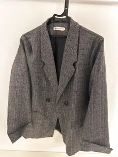 ShiRongfushi グレー系チェック テーラードジャケット XL