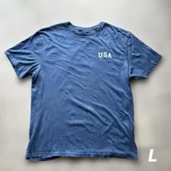 アメリカ古着半袖Tシャツ"USA"ブルー Lサイズ 青 アメカジ 米国 国旗のサムネイル