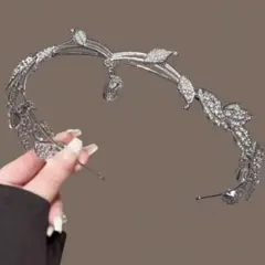 リーフモチーフ ラインストーン ティアラ ヘアバンド