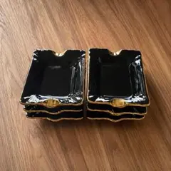 ブラック＆ゴールド 陶器製 皿 6枚セットのサムネイル