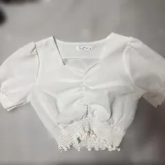 from 102 ホワイト シャーリング ショート丈 ブラウス