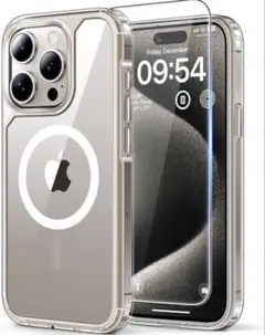 iPhone15Proケース クリスタルクリア　ガラスフィルム付き