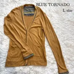 【BLUE TORNADO】 長袖カーディガン イエロー 総柄 メンズ　Lサイズのサムネイル